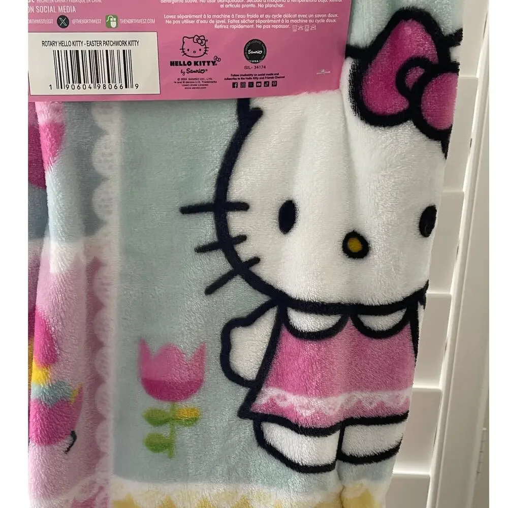 Hello Kitty Pink Silk Touch Throw Blanket 50 x 70 Super Soft Plush NEW Stamps